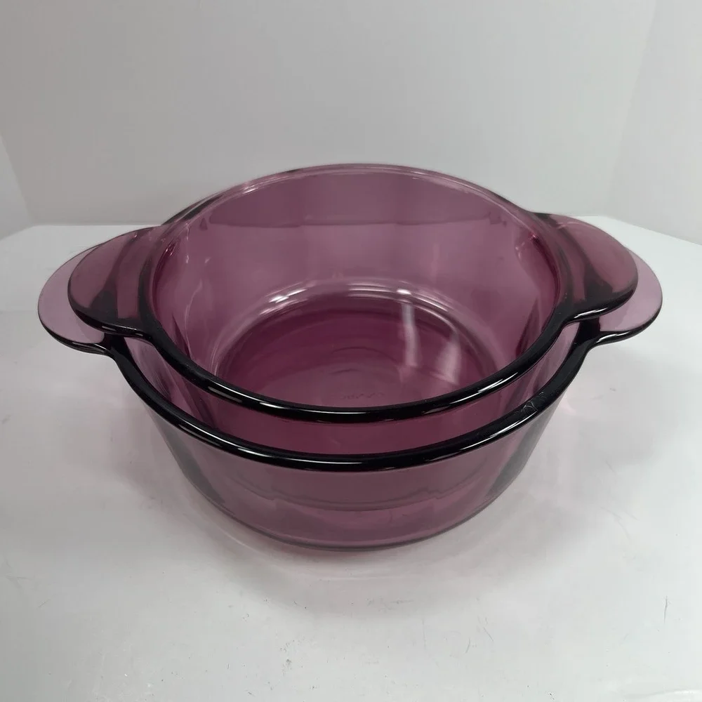 Corning Visions Casserole Dish Set Amethyst Purple Excellent Vintage 1174 1148